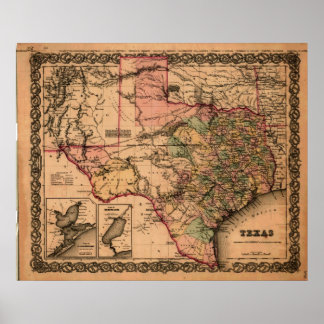 1855 Map of Texas Poster