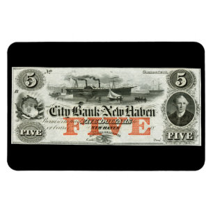 1855 New Haven Five Dollar Note Magnet