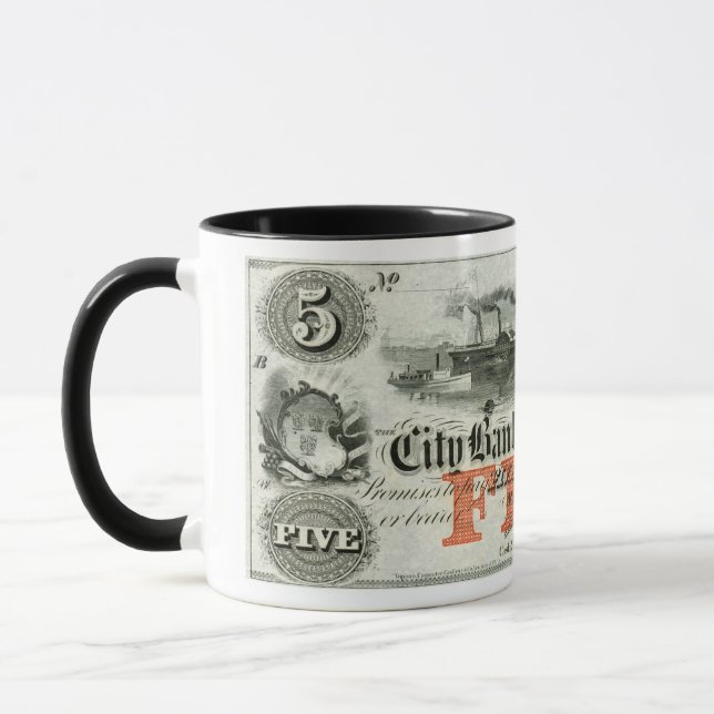 1855 New Haven Five Dollar Note Mug (Left)