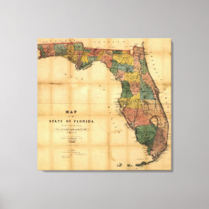 1856 Map of the State of Florida by Columbus Drew Canvas Print