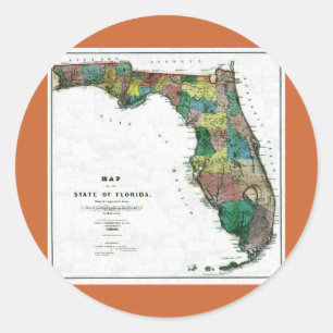 1856 Map of the State of Florida by Columbus Drew Classic Round Sticker