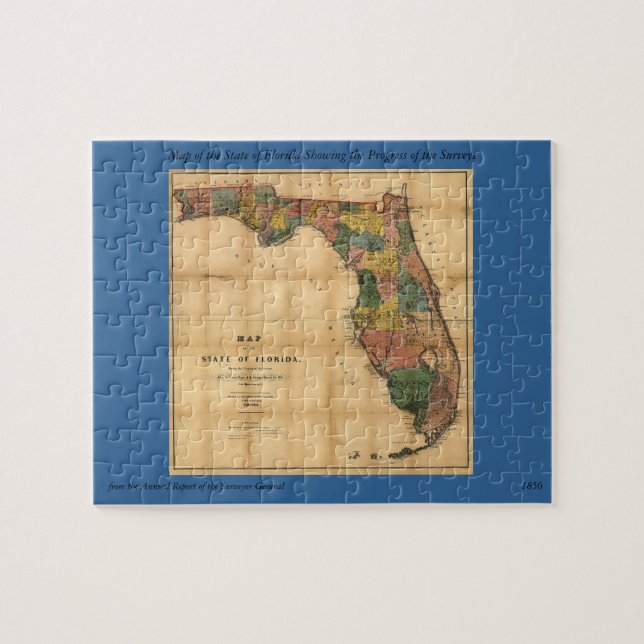 1856 Map of the State of Florida by Columbus Drew Jigsaw Puzzle (Horizontal)