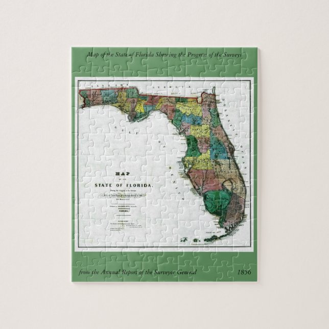 1856 Map of the State of Florida by Columbus Drew Jigsaw Puzzle (Vertical)