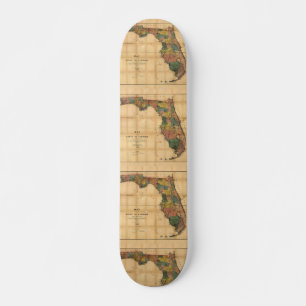1856 Map of the State of Florida by Columbus Drew Skateboard