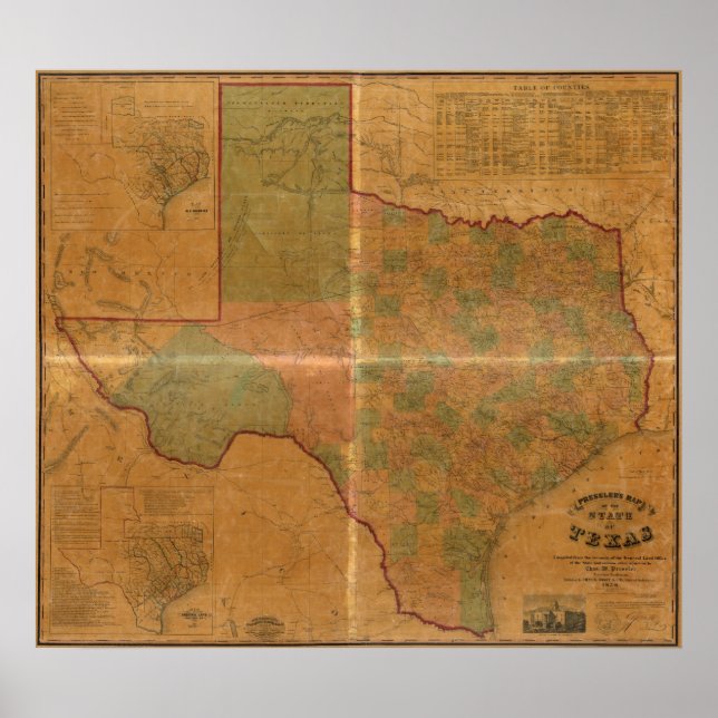 1857 Map of Texas Poster (Front)