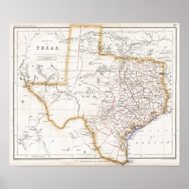 1857 Texas Map Poster (Front)