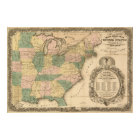 1858 Antique Rail Map of the United States