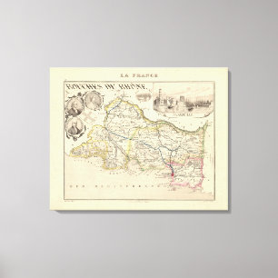 1858 Map of Bouches du Rhone Department, France Po Canvas Print
