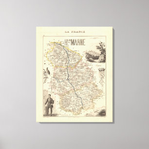 1858 Map of Haute Marne Department, France Poster Canvas Print