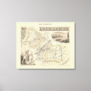 1858 Map of Loir et Cher Department, France Poster Canvas Print