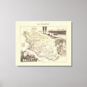 1858 Map of Vaucluse Department, France Poster Canvas Print