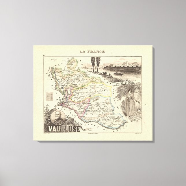 1858 Map of Vaucluse Department, France Poster Canvas Print (Front)