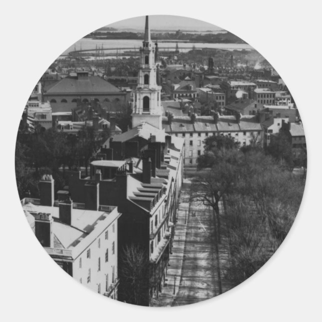 1859:  A view of Boston from the State House Classic Round Sticker (Front)