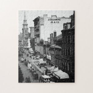 1859:  Traffic and shops on Washington Street Jigsaw Puzzle