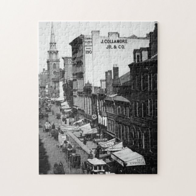 1859:  Traffic and shops on Washington Street Jigsaw Puzzle (Vertical)