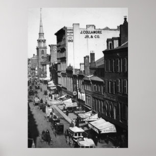1859:  Traffic and shops on Washington Street Poster