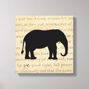 1860's Rustic Ephemera Deed Elephant Silhouette Canvas Print