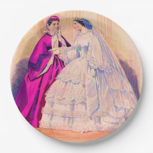 1861 French fashion plate wedding gown