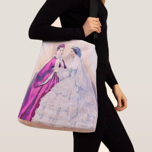 1861 French fashion plate wedding gown Crossbody Bag