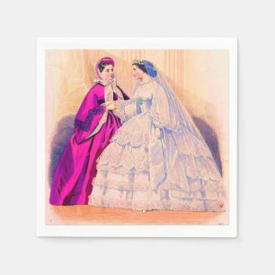 1861 French fashion plate wedding gown Napkin