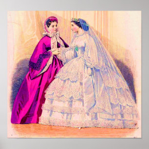 1861 French fashion plate wedding gown Poster