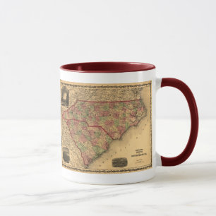 1861 North Carolina and South Carolina Map Mug