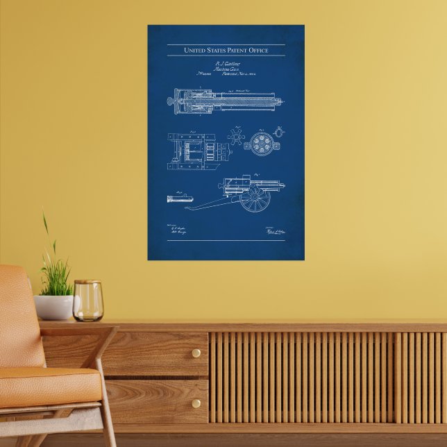 1862 US Patent 36836 - Gatling Gun Poster (Living Room 2)