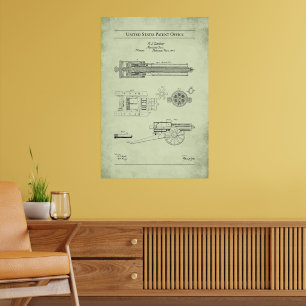1862 US Patent 36836 - Gatling Gun Poster