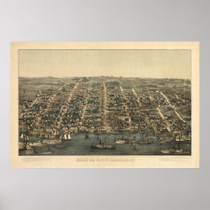 1863 Alexandria, VA Bird's Eye View Panoramic Map Poster