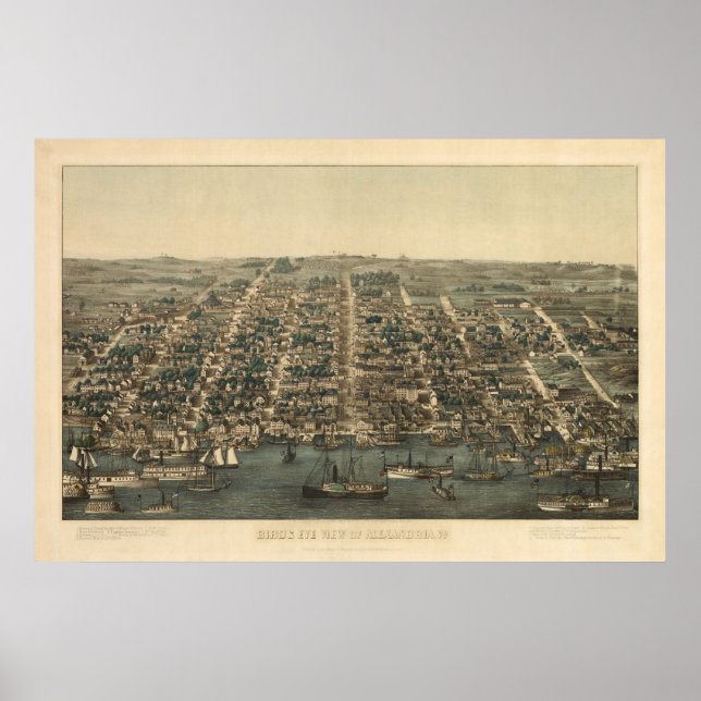 1863 Alexandria, VA Bird's Eye View Panoramic Map Poster (Front)