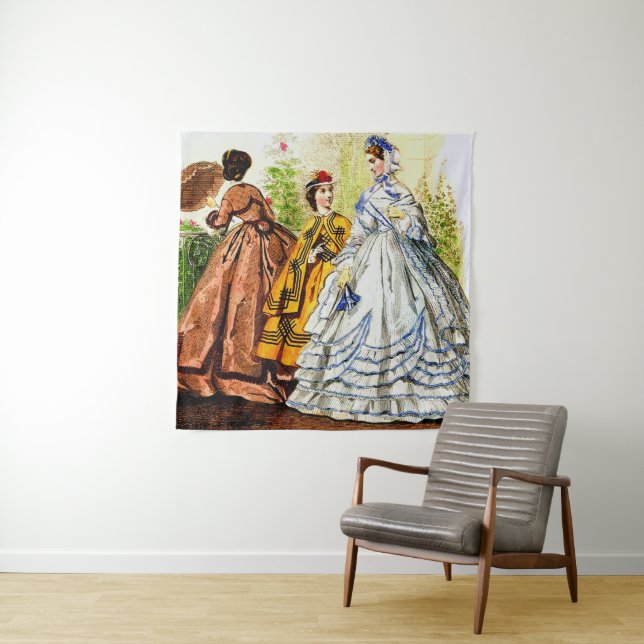 1863 Journal Des Jeunes Personnes fashion print Tapestry (In Situ)