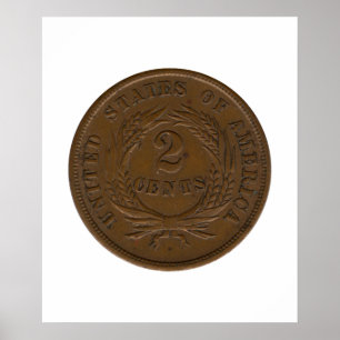 1864 2-Cent Piece Poster