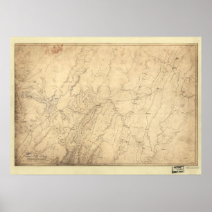 1864 Civil War Map Troop Movements Chattanooga, TN Poster