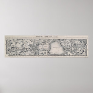 1865 HAND-DRAWN CENTRAL PARK MAP POSTER