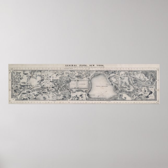 1865 HAND-DRAWN CENTRAL PARK MAP POSTER (Front)