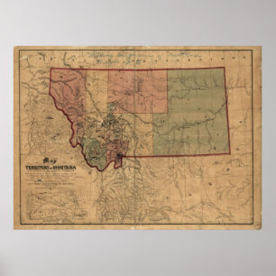 1865 Map of Montana Poster