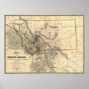 1865 map of Montana Territory Poster