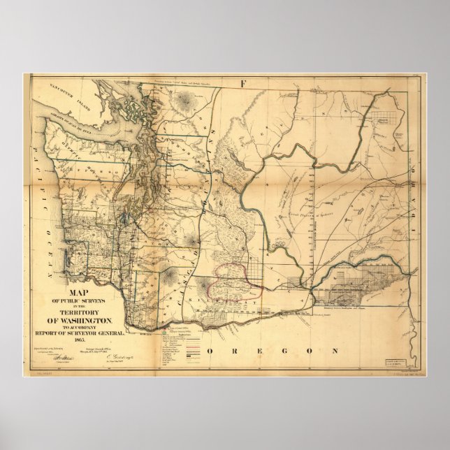 1865 Map of Washington Territory (State) Poster (Front)