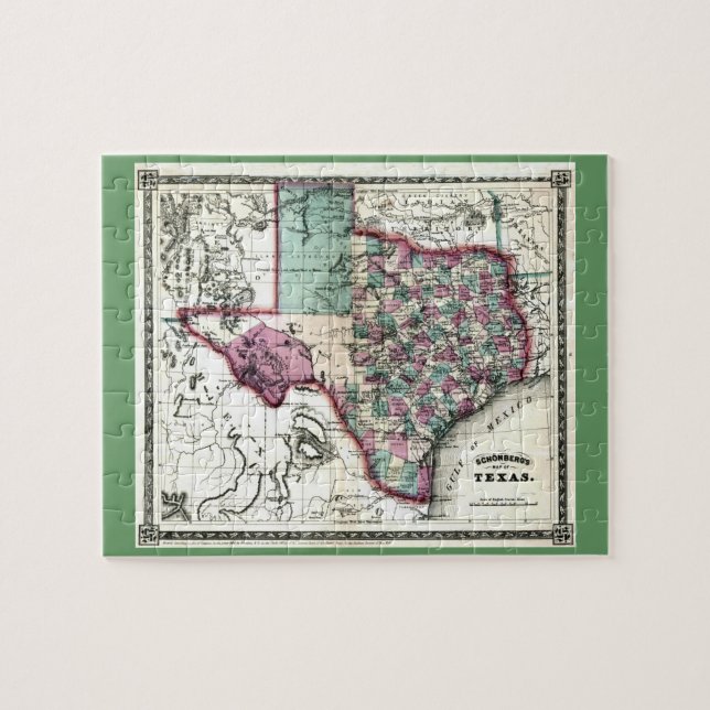 1866 Antiquarian Map of Texas by Schönberg & Co. Jigsaw Puzzle (Horizontal)