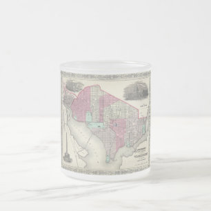 1866 Johnson Map of Washington D.C. Frosted Glass Coffee Mug