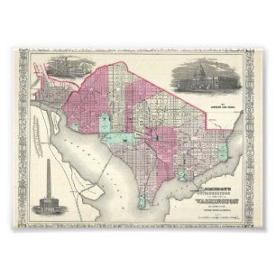 1866 Johnson Map of Washington D.C. Photo Print