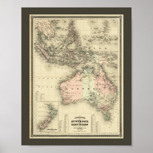 1867 Australia and East Indies Vintage Map Poster