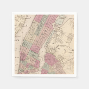 1868 Map of New York and Brooklyn Napkin