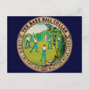 1868 Vintage Baseball Collar Logo Postcard