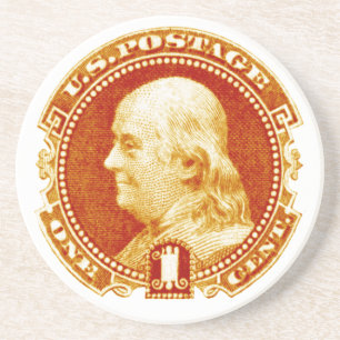 1869 Benjamin Franklin Stamp Coaster