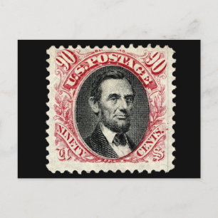 1869 Postage Stamp 90¢ Lincoln Postcard