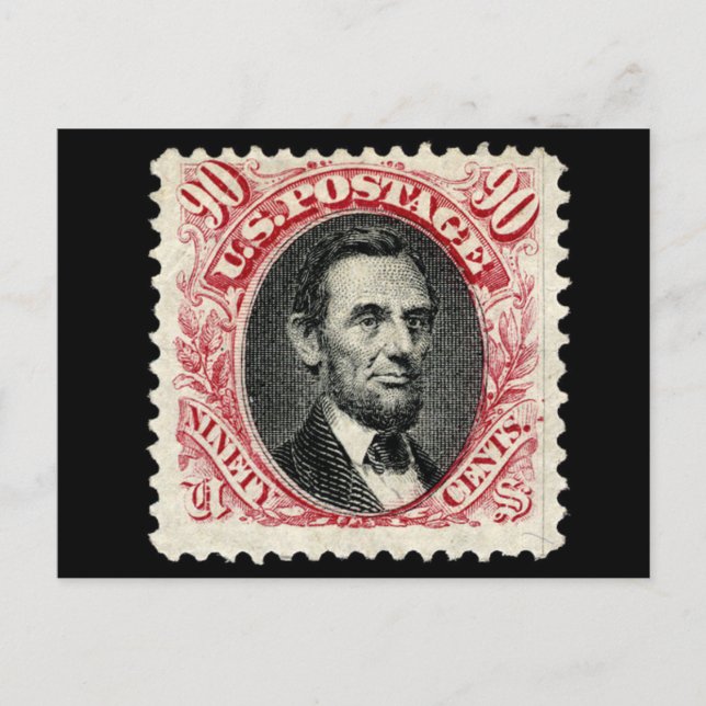 1869 Postage Stamp 90¢ Lincoln Postcard (Front)