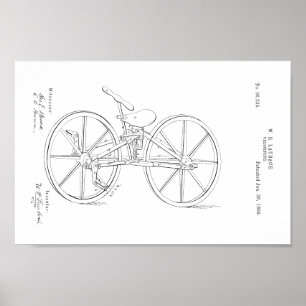 1869 Vintage Bicycle Velocipede Patent Art Print