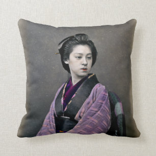 1870 Beautiful Japanese Woman Cushion