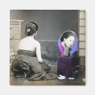 1870 Japanese Woman in Dressing Room Magnet
